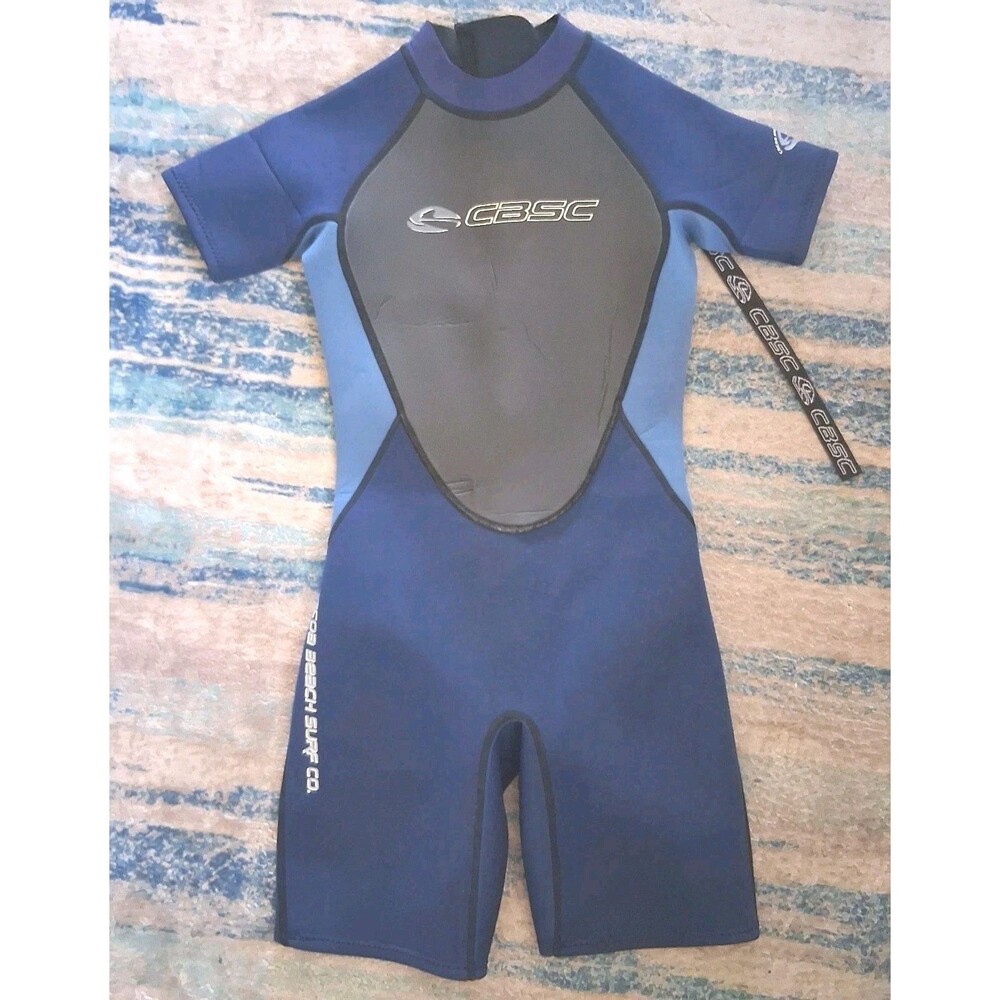 Youth Short Sleeve Wetsuit Cocoa Beach Surf Co Sz 8 Small Blue Blk Surf Spring
